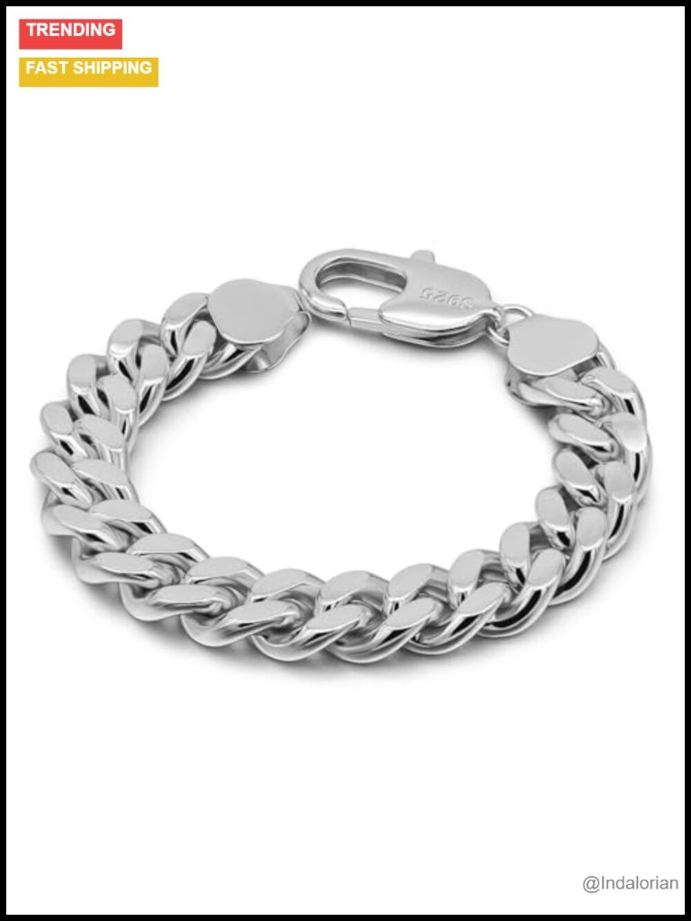 Men's Solid 925 Sterling Silver Miami Cuban Link Bracelet Lobster Claw Chain